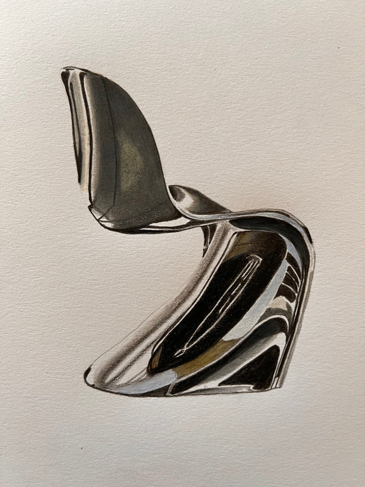 "Silver Panton chair", Original artwork.